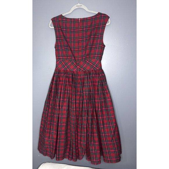 ModCloth Dress Womens 8 Red Tartan Plaid Fit & Flare Midi Holiday Party Retro - Picture 4 of 16